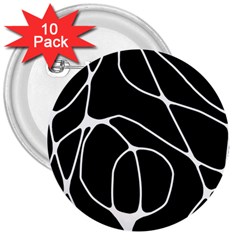 Mazipoodles Neuro Art - Black White 3  Buttons (10 Pack)  by Mazipoodles