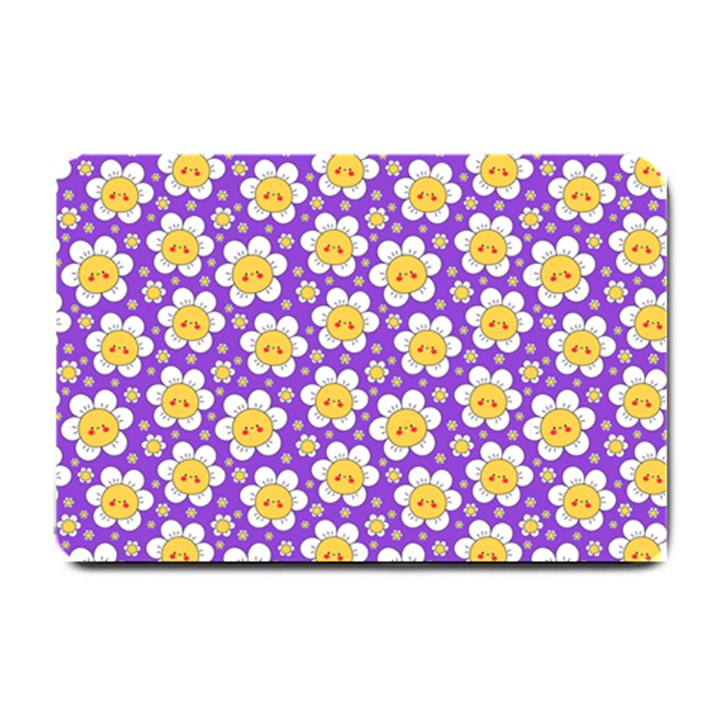 cute smile face chamomile Small Door Mat