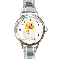 Cute Chick Round Italian Charm Watch by RuuGallery10