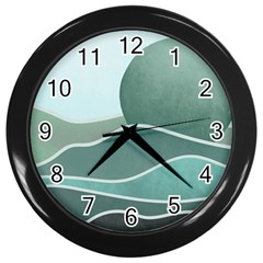 Mountains Wall Print Boho Art Wall Clock (black) by pakminggu