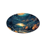 Forest River Night Evening Moon Sticker Oval (100 pack) Front