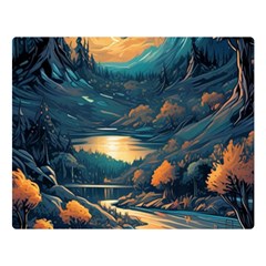 Forest River Night Evening Moon Premium Plush Fleece Blanket (large) by pakminggu