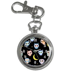 Cute-owl-doodles-with-moon-star-seamless-pattern Key Chain Watches by pakminggu