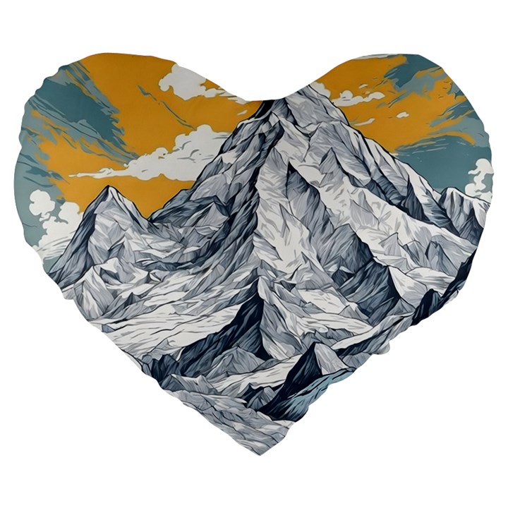 Nature Mountains Landscape Forest Large 19  Premium Heart Shape Cushions