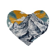 Nature Mountains Landscape Forest Standard 16  Premium Flano Heart Shape Cushions by Ravend