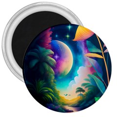 Jungle Moon Light Plants Space 3  Magnets by uniart180623