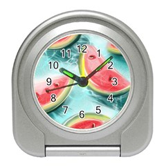 Watermelon Fruit Juicy Summer Heat Travel Alarm Clock by uniart180623