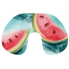 Watermelon Fruit Juicy Summer Heat Travel Neck Pillow by uniart180623