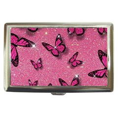 Pink Glitter Butterfly Cigarette Money Case by uniart180623