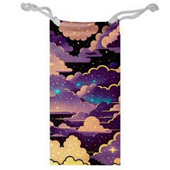 Fluffy Clouds Night Sky Jewelry Bag by uniart180623