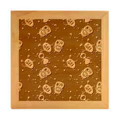 Monster Alien Pattern Seamless Background Wood Photo Frame Cube by pakminggu