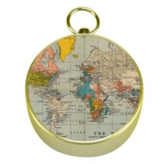 Vintage World Map Gold Compasses by pakminggu