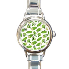 Vegetable Pattern With Composition Broccoli Round Italian Charm Watch by pakminggu