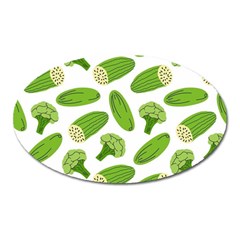 Vegetable Pattern With Composition Broccoli Oval Magnet by pakminggu