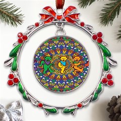 Dead Dancing Bears Grateful Dead Pattern Metal X mas Wreath Ribbon Ornament by Grandong