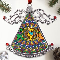 Dead Dancing Bears Grateful Dead Pattern Metal Angel With Crystal Ornament by Grandong