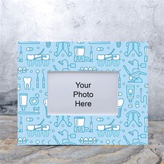 Dentist Blue Seamless Pattern White Tabletop Photo Frame 4 x6  by Bedest