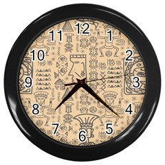 Aztec Tribal African Egyptian Style Seamless Pattern Vector Antique Ethnic Wall Clock (black) by Bedest