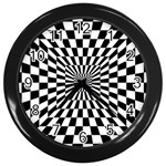 Optical-illusion-chessboard-tunnel Wall Clock (Black) Front