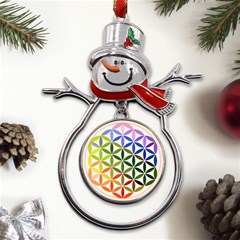 Mandala Rainbow Colorful Metal Snowman Ornament by Bedest