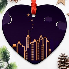 Skyscraper Town Urban Towers Ornament (heart) by pakminggu