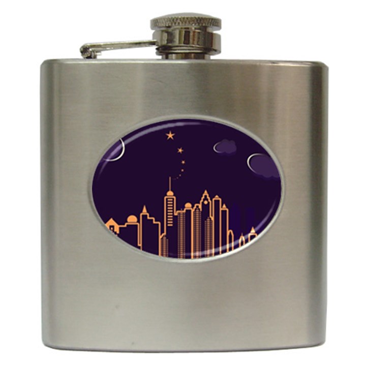 Skyscraper Town Urban Towers Hip Flask (6 oz)