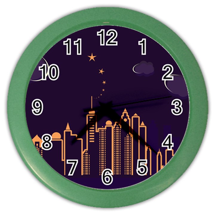 Skyscraper Town Urban Towers Color Wall Clock