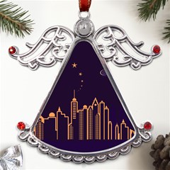 Skyscraper Town Urban Towers Metal Angel With Crystal Ornament by pakminggu