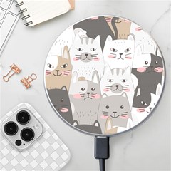 Cute Cats Seamless Pattern Wireless Fast Charger(white) by pakminggu