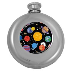 Circle Illustration Space Art Cute Pattern Round Hip Flask (5 Oz) by pakminggu