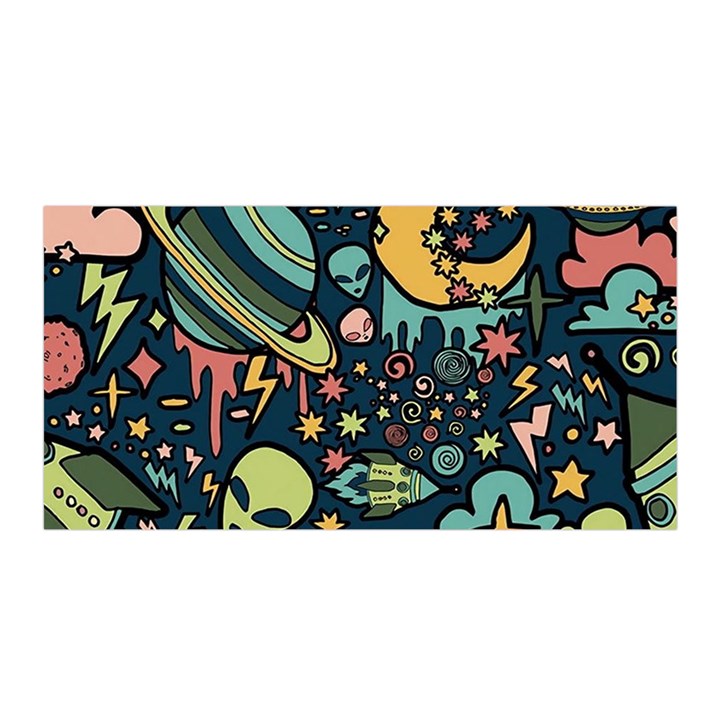 Alien Ocket Space Aesthetic Pattern Satin Wrap 35  x 70 