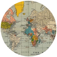 Vintage World Map Wooden Puzzle Round by Cowasu