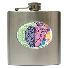 Brain-heart-balance-emotion Hip Flask (6 Oz) by Cowasu