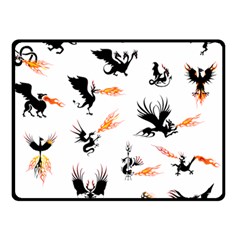 Dragon-phoenix-fire-bird-ancient Two Sides Fleece Blanket (small) by Cowasu