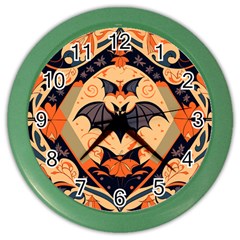 Bat Pattern Color Wall Clock by Valentinaart