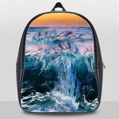 Sea-waves-ocean-water-beach-surf School Bag (xl) by Cowasu