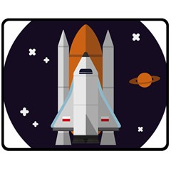 Rocket-space-universe-spaceship Two Sides Fleece Blanket (medium) by Cowasu