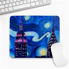 Starry Night In New York Van Gogh Manhattan Chrysler Building And Empire State Building Large Mousepad by Sarkoni