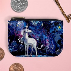 Unicorn Starry Night Print Van Gogh Mini Coin Purse by Sarkoni