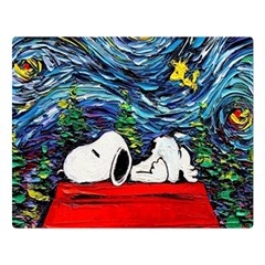 Dog Cartoon Vincent Van Gogh s Starry Night Parody Two Sides Premium Plush Fleece Blanket (large) by Sarkoni