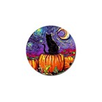 Halloween Art Starry Night Hallows Eve Black Cat Pumpkin Golf Ball Marker (10 pack) Front