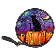 Halloween Art Starry Night Hallows Eve Black Cat Pumpkin Classic 20-cd Wallets by Sarkoni