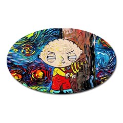 Cartoon Starry Night Vincent Van Gogh Oval Magnet by Sarkoni