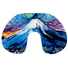 Mount Fuji Art Starry Night Van Gogh Travel Neck Pillow by Sarkoni