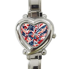 America Pattern Heart Italian Charm Watch by Valentinaart