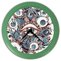 Eyes Pattern Color Wall Clock by Valentinaart