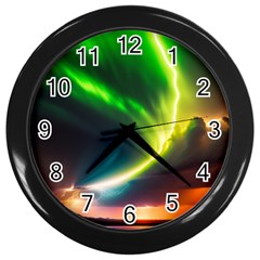 Lake Storm Neon Nature Wall Clock (black) by Bangk1t