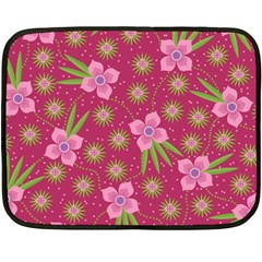 Flower Background Pattern Pink Two Sides Fleece Blanket (mini) by Ravend