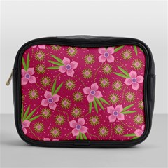 Flower Background Pattern Pink Mini Toiletries Bag (one Side) by Ravend