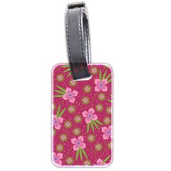 Flower Background Pattern Pink Luggage Tag (two Sides) by Ravend